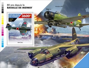 CHAD - 2022 - Battle of Midway - Perf Souv Sheet - Mint Never Hinged