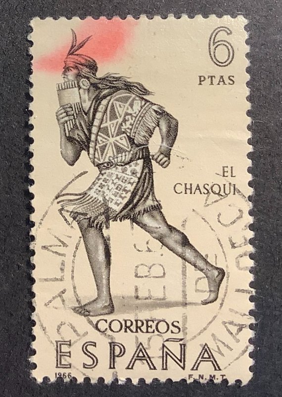 Spain 1966 Scott 1384 used - 6p, 'El Chasqui', Inca Postal Runner