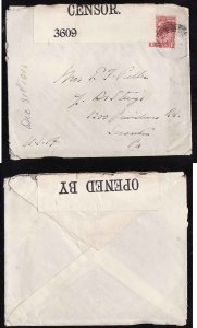 GB-#8165-cover-1p red KGV-1916 censor cover to USA-