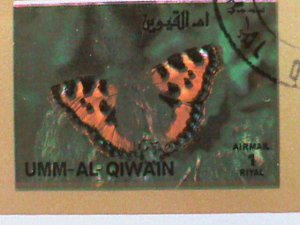 ​UMM AL QIWAIN STAMP-1973- LOVELY BUTTERFLIES  CTO-MNH STAMP SHEET -RARE