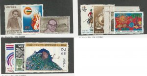 India, Postage Stamp, #574-576, 593-596, 597-599 Mint NH, 1973