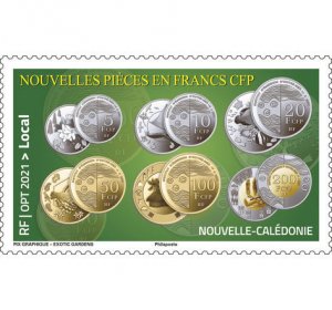 2021 New Caledonia New Coins in CFP Francs (Scott 1278) MNH