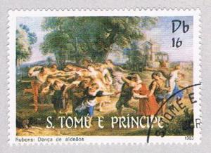 Saint Thomas and Prince Is 692a Used Painting Dance of the peasants (BP1916)