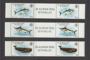 Seychelles Zil Eloigne Sesel Marine Life Gutter Pairs 20-22 MNH