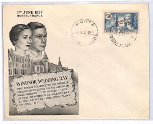 GB ROYALTY France Cover *KEVIII WEDDING 1937* Monts Chaetau Illustrated YW80