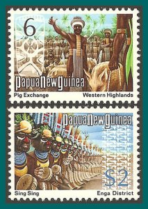 Papua New Guinea 1974 Panoramas Series 4, MNH  #372,388,SG244,SG259