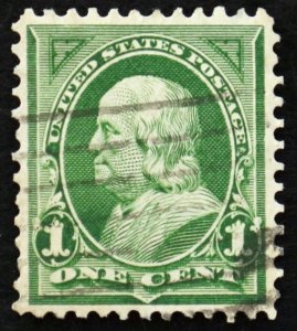 U.S. Used Stamp Scott #279 1c Franklin, Superb. Diagonal Cancel. A Gem!