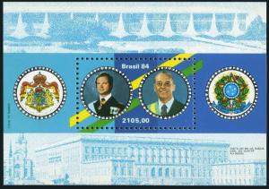 Brazil 1904,MNH.Michel 2023 Bl.64. Visit of King Carl XVI Gustaf of Sweden,1984.