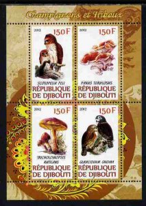 DJIBUTI - 2012 - Mushrooms & Owls #1 - Perf 4v Sheet - MNH - Private Issue