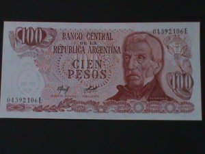 ​ARGENTINA-1976 CENTRAL BANK-RED $100 PESOS UN-CIRCULATED-VERY FINE