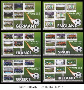 SIERRA LEONE - 2012 UEFA EURO 2012 SOCCER TEAMS - SET OF 16 MIN/SHT MNH