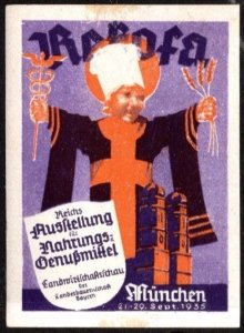 1935 Germany Poster Stamp Refofa Reich's Exhibition Food Beverages Munich