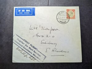 1934 Nyasaland Airmail First Flight Cover FFC Blantyre to Salisbury Pilot Signed