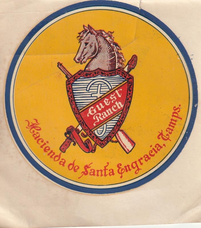Great Hacienda de Santa Engracia,Tamaulipas, Mexico Poster Stamp/Label. C1940
