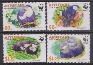 AITUTAKI COOK ISLANDS - 2002 BIRDS / BLUE LORIKEET - 4V MINT NH