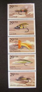 Scott 2545-9 or 2549a, 29c Fishing Flies, Booklet pane 5, no tab, MNH Beauty