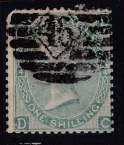 Great Britain 1865 QV Nr.48 1sh green Plate-4  F/VF/Used