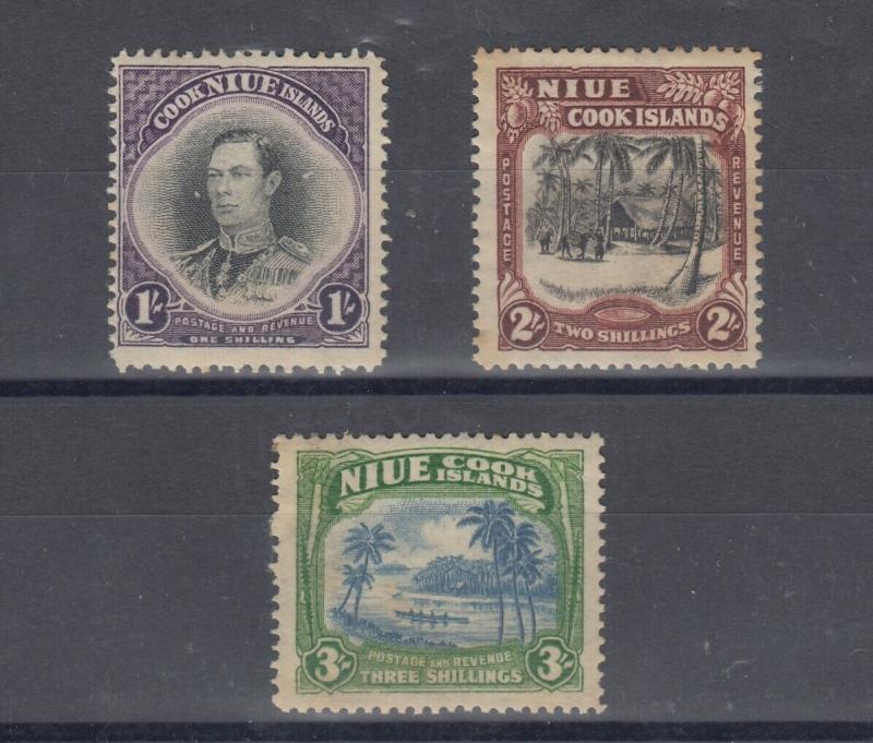 Niue KGVI 1938 1/- 2/- 3/- SG75/77 MH J5026