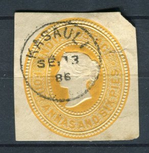 INDIA; 1880s classic QV 4a. 6p. fine POSTMARK Stationary Piece, Kasauli