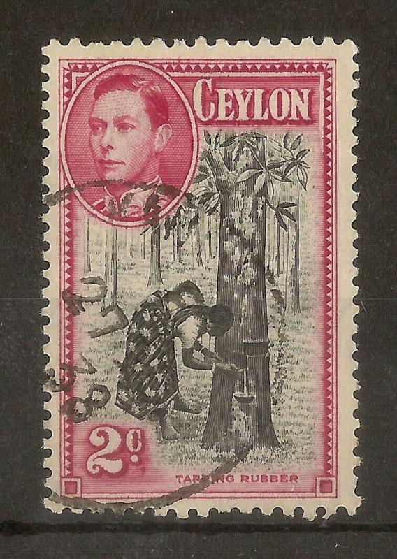 Ceylon 1938 2c 'Comma' Flaw SG386aa Fine Used Cat£170