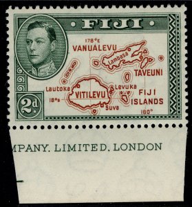 FIJI GVI SG254, 2d brown & green, LH MINT. Cat £25. DIE II