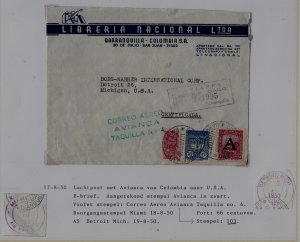 Colombia/USA airmail cover 17.8.50