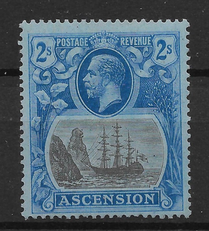 ASCENSION SG19c 1924 2/= GREY-BLACK & BLUE ON BLUE CLEFT ROCK VAR MTD MINT 