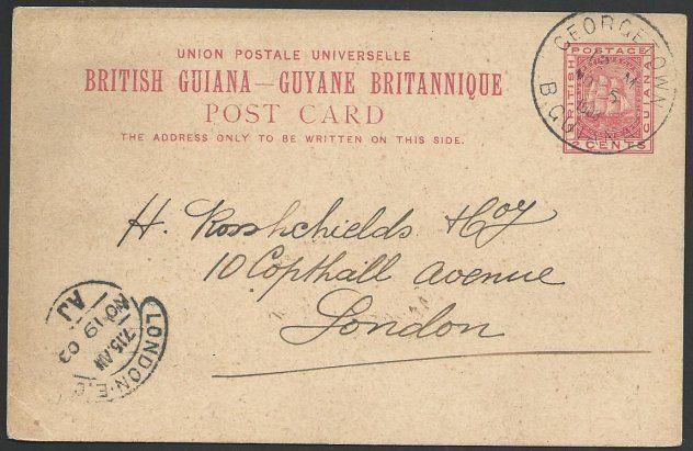 BR GUIANA 1903 2c postcard used Georgetown to London.......................49657 