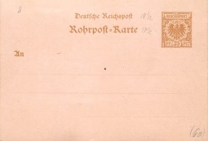 E0025 German Empire 1875-1900 25Pf brown pneumatic tube post postal card unused