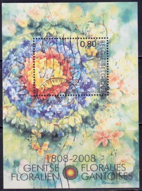 Belgium, 2008, Flora, 200th Anniversary of KLMB,  Minisheet, #B263, cto,++