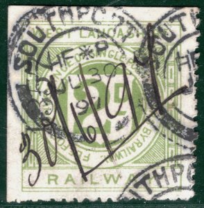 GB *WEST LANCASHIRE RAILWAY* 2d Letter Stamp SOUTHPORT CDS 1897 Used RARE SBW2