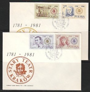 Poland, Scott cat. 2488-2491. Old Theater issue. First Day Cover. ^