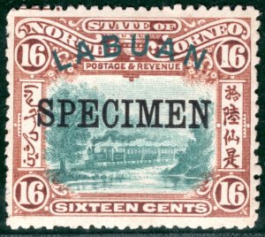 North Borneo LABUAN KEVII SG.116s 16c (1902) TRAINS Railway SPECIMEN MM GRBLUE2