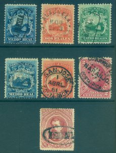 COSTA RICA 1863-1889  Early Classics  ½r - 10c group of POSTMARKS