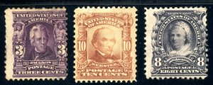 USAstamps Unused FVF US Serie of 1902 Scott 302, 306 OG HR, 307 NG