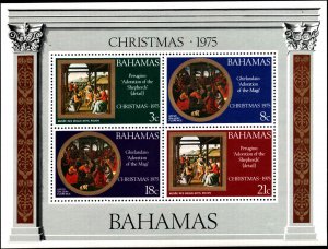 Bahamas #383a, Complete Set, S/S Only, 1975, Art, Christmas, Never Hinged