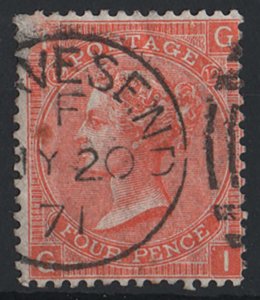 GB 1865 4d vermilion plate 12 surface scrape top left otherwise very fine