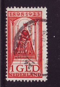 Netherlands Sc 132 1923 1g red Wilhelmina Anniversary stamp used