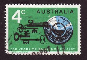 Australia 1967 Sc#425, SG#410 4c Green Keys & Combination Lock USED.