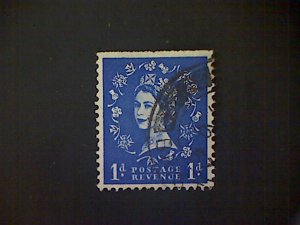 Great Britain, Scott #318a, used(o), 1955/6/7, Wilding: Queen Elizabeth II, 1d