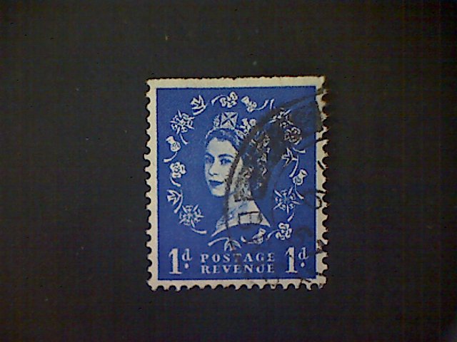 Great Britain, Scott #318a, used(o), 1955/6/7, Wilding: Queen Elizabeth II, 1d