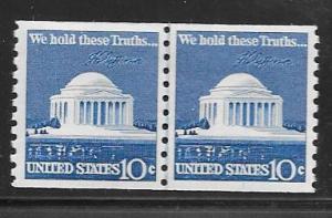 US#1520 $0.10  Jefferson Memorial Joint line pair  (MNH) CV $0.75