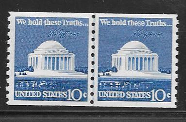 US#1520 $0.10  Jefferson Memorial Joint line pair  (MNH) CV $0.75