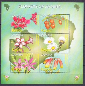 2002 Zambia 1417-1422KL Flowers 10,00 €