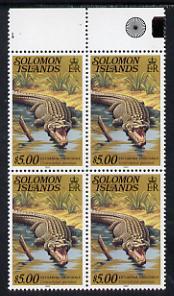 Solomon Islands 1979 Crocodile $5 (with imprint) marginal...