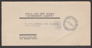 PAPUA NEW GUINEA 1955 Govt Gazette wrapper sent free - Port Moresby cds.....M689