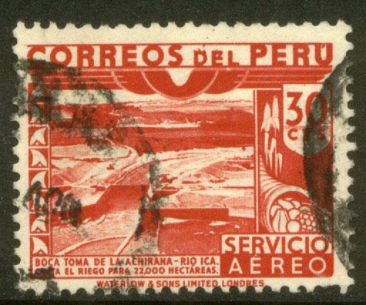 Peru C90, 30c Dam, Ica river. Used. (327)