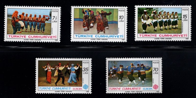 TURKEY Scott 2175-2179 MNH** 1981 Folk Dance set top two values are Europa