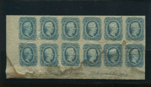 CSA 12 Archer & Daly Imprint Removed Variety Mint Plate Block #4 of 12 Stamps