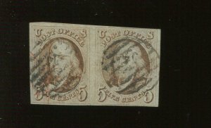 1 Franklin Used Pair of Stamps with Nice Black Cancel PF Cert (Bz 551)